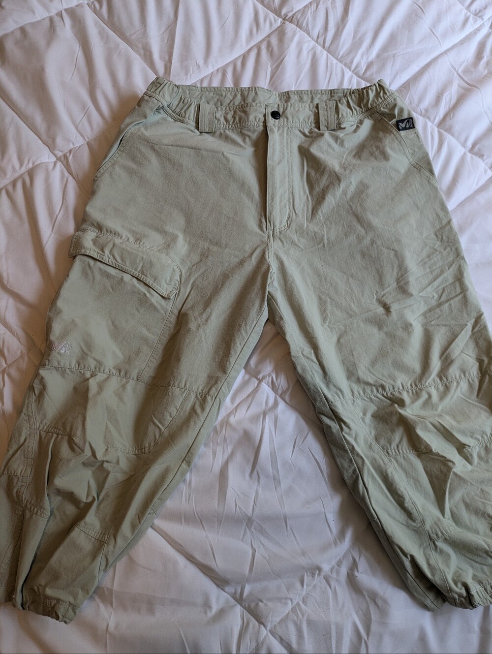 Women’s Light Green Cargo Capris with Elastic Ankles